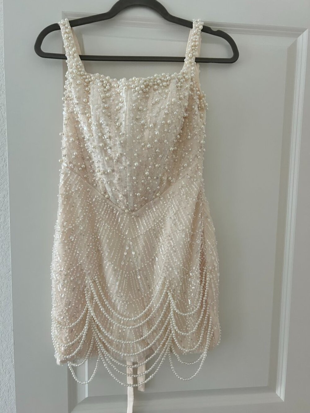 Ivory Pearl and Beaded Mini Dress